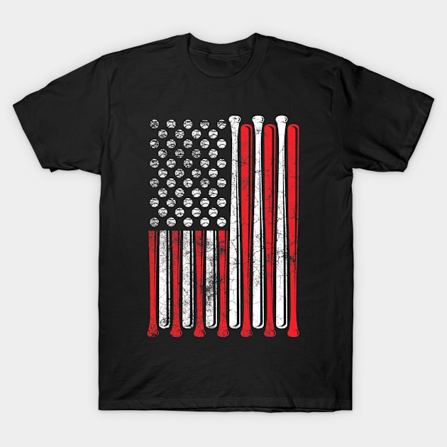 American Flag Baseball Team Lovers T-Shirt by credittee